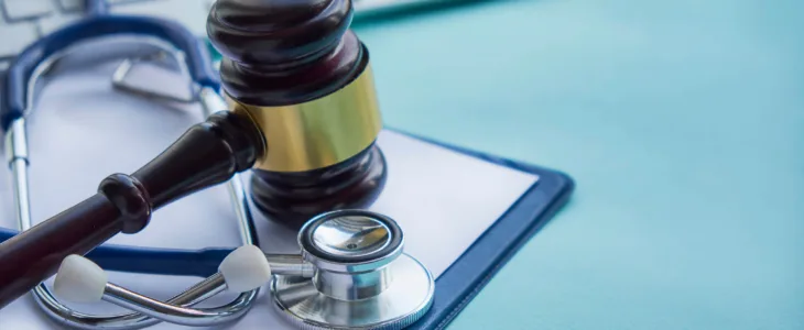 Gavel and stethoscope personal injury