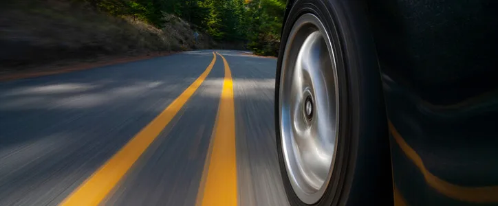 Car speeding down the road