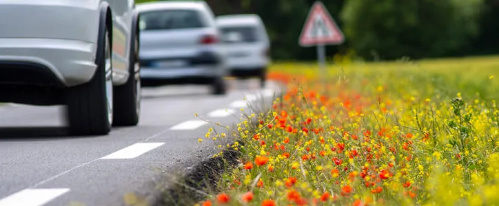 Cars driving down the road