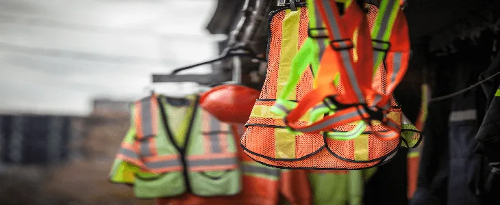 Construction safety vests set aside due to a construction accident.