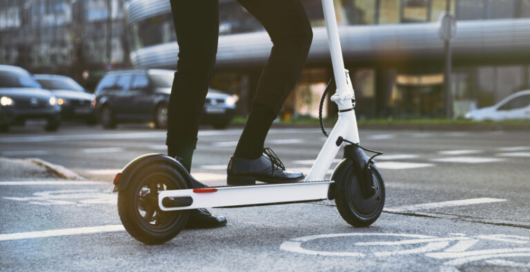 Man riding e-scooter in the city